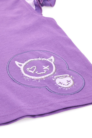 PITT KIDS Lila T-Shirt mit Rundhalsausschnitt und Puffärmeln PT-KT-7026