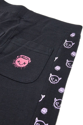 Leggings Neri Con Dettagli Viola Pitt Kids PT-K-LG-7028