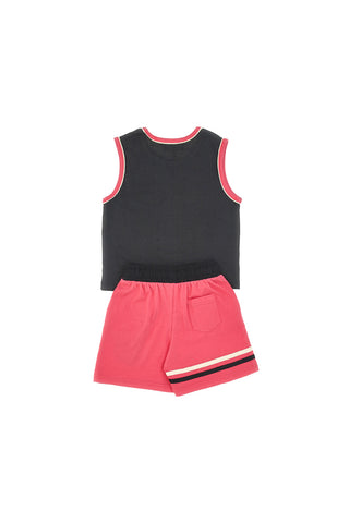PITT KIDS PT-K-SE-7030 Set aus Tanktop und Shorts, Fuchsia und Schwarz