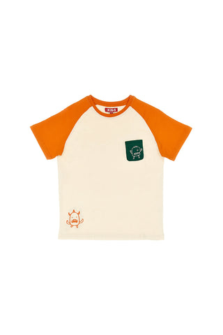 PITT KIDS Beiges und oranges T-Shirt PT-KT-7036