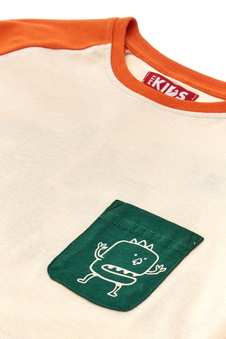 T-Shirt Beige e Arancione PITT KIDS PT-K-T-7036
