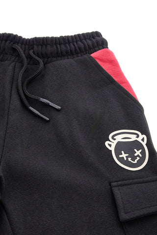 Pantaloni neri con inserti rossi e tasca laterale Pitt Kids PT-KP-8007