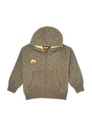 Grüner Hoodie mit Reißverschluss und Fleecefutter Pitt Kids PT-KF-8003