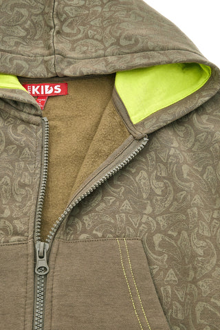 Felpa verde con cappuccio e zip interno felpato Pitt Kids PT-KF-8003