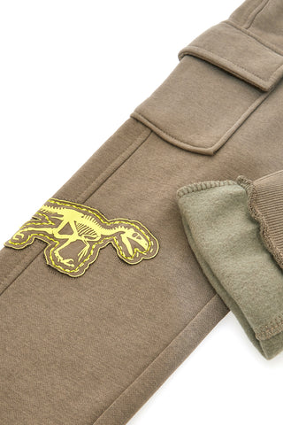 Pantaloni cargo verde militare con patch dinosauro Pitt Kids PT-KP-8002