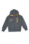Felpa grigia con cappuccio zip e dettagli gialli Pitt Kids PT-KF-8010