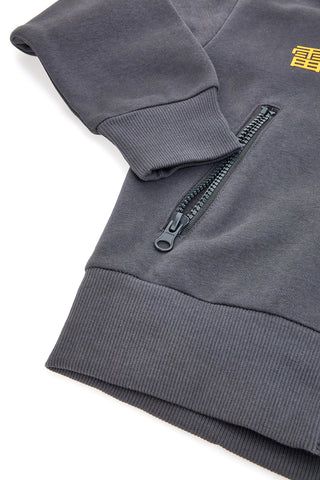Felpa grigia con cappuccio zip e dettagli gialli Pitt Kids PT-KF-8010