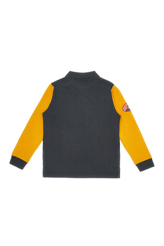 Polo nera con maniche gialle a contrasto Pitt Kids PT-PL-8011
