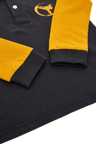 Polo nera con maniche gialle a contrasto Pitt Kids PT-PL-8011