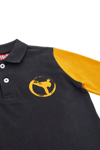 Polo nera con maniche gialle a contrasto Pitt Kids PT-PL-8011