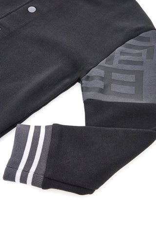 Giacca college nera felpata con stampa e bottoni a pressione Pitt Kids PT-KF-8012