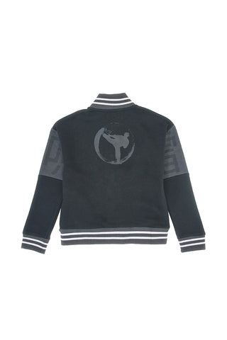 Giacca college nera felpata con stampa e bottoni a pressione Pitt Kids PT-KF-8012