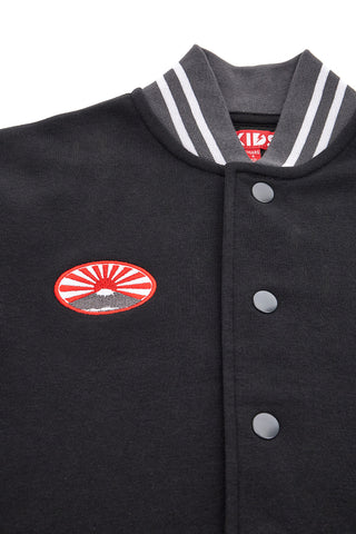 Giacca college nera felpata con stampa e bottoni a pressione Pitt Kids PT-KF-8012