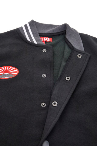 Giacca college nera felpata con stampa e bottoni a pressione Pitt Kids PT-KF-8012