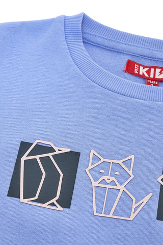 Felpa azzurra con stampa origami Pitt Kids PT-KF-8013