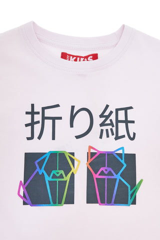 Maglia Rosa Cipria a maniche lunghe con stampa grafica Pitt Kids PT-KT-8015