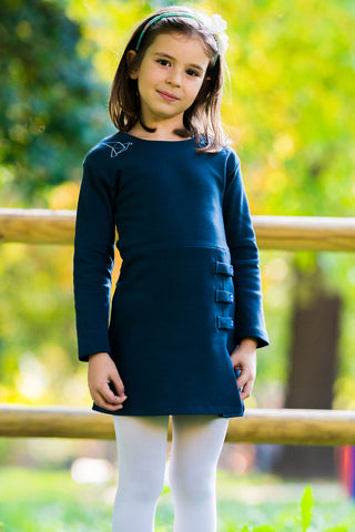 Abito blu con ricamo origami Pitt Kids PT-KD-8016