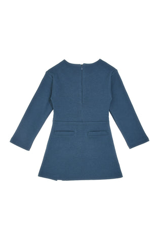 Abito blu con ricamo origami Pitt Kids PT-KD-8016