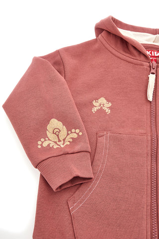 Felpa rosa con cappuccio felpata e stampa in rilievo Pitt Kids PT-KF-8019