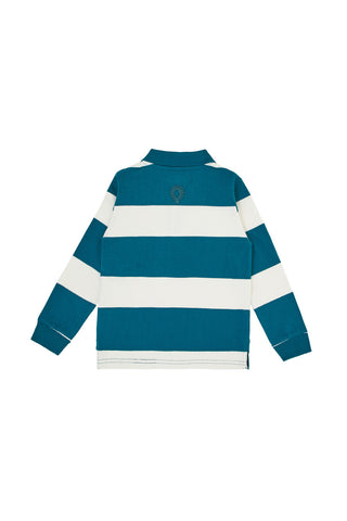 Polo a righe ottanio e bianche in cotone Pitt Kids PT-KL-8023
