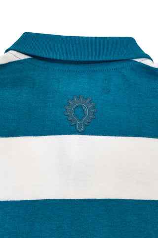 Polo a righe ottanio e bianche in cotone Pitt Kids PT-KL-8023