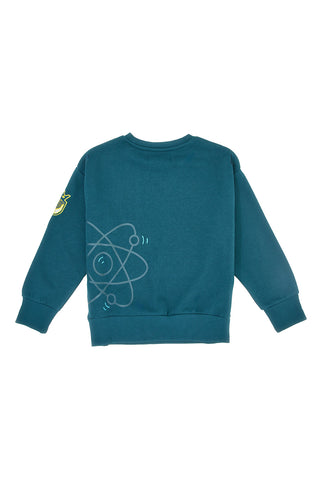 Felpa verde petrolio con stampa atom e interno felpato Pitt Kids PT-KF-8025