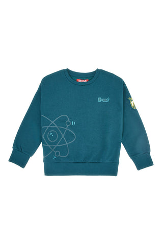 Felpa verde petrolio con stampa atom e interno felpato Pitt Kids PT-KF-8025
