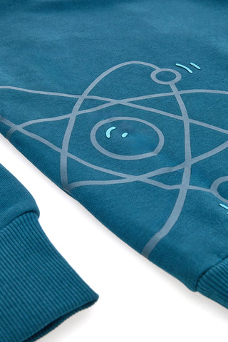 Felpa verde petrolio con stampa atom e interno felpato Pitt Kids PT-KF-8025