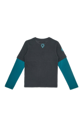 Maglia nera e verde con stampa scientifica in cotone Pitt Kids PT-KT-8026