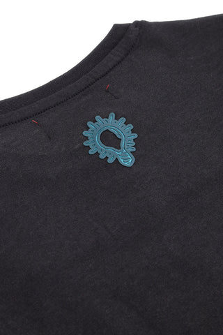 Maglia nera e verde con stampa scientifica in cotone Pitt Kids PT-KT-8026