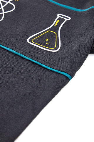 Maglia nera e verde con stampa scientifica in cotone Pitt Kids PT-KT-8026