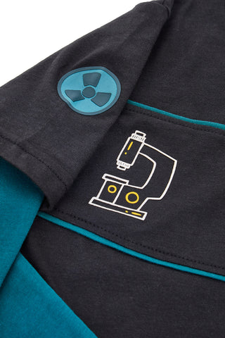 Maglia nera e verde con stampa scientifica in cotone Pitt Kids PT-KT-8026