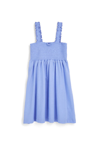 Hellblaues Baumwollkleid mit gerüschten Trägern Pitt Kinder Pt-g-d-9013