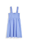 Hellblaues Baumwollkleid mit gerüschten Trägern Pitt Kinder Pt-g-d-9013