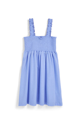 Vestito azzurro in cotone con spalline arricciate Pitt kids Pt-g-d-9013