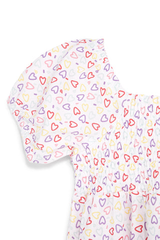 Vestito bianco con stampa cuori in cotone Pitt kids Pt-g-d-9043