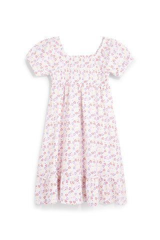 Weißes Kleid mit Herz Druck Baumwolle Pitt Kinder Pt-g-d-9043
