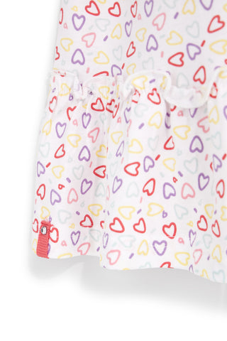 Weißes Kleid mit Herz Druck Baumwolle Pitt Kinder Pt-g-d-9043