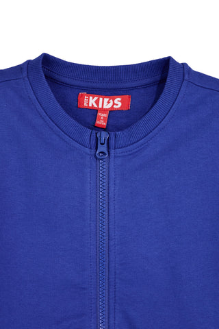 Blaues Sweatshirt mit Reißverschluss und dekorativem Druck Pitt Kinder PT-G-F-9017