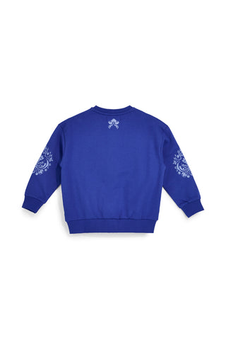 Blaues Sweatshirt mit Reißverschluss und dekorativem Druck Pitt Kinder PT-G-F-9017