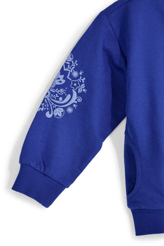 Blaues Sweatshirt mit Reißverschluss und dekorativem Druck Pitt Kinder PT-G-F-9017