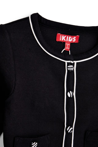 Schwarze Strickjacke mit kontrastierenden Profilen Pitt Kinder PT-G-F-9036