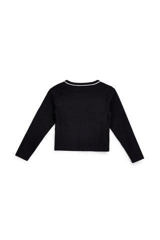 Schwarze Strickjacke mit kontrastierenden Profilen Pitt Kinder PT-G-F-9036