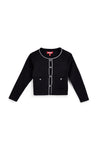 Schwarze Strickjacke mit kontrastierenden Profilen Pitt Kinder PT-G-F-9036