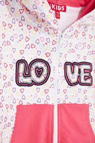 Weißes Kapuzensweatshirt mit Herzaufdruck Pitt Kinder PT-G-F-9044