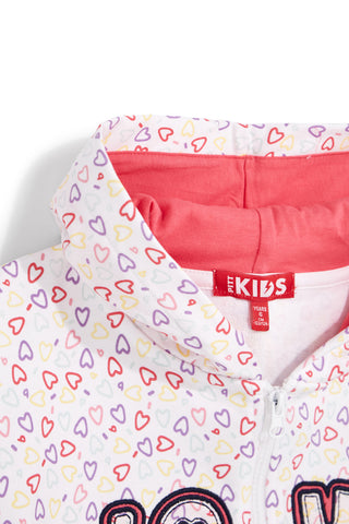 Weißes Kapuzensweatshirt mit Herzaufdruck Pitt Kinder PT-G-F-9044