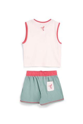 Completo bianco e verde con canotta e shorts Pitt kids PT-G-SE-9003