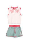 Completo bianco e verde con canotta e shorts Pitt kids PT-G-SE-9003