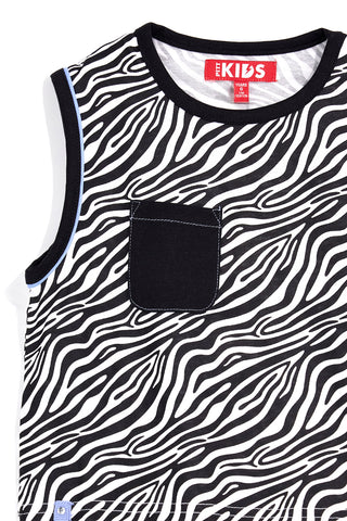 Schwarzer und weißer Anzug mit Zebramuster Pitt Kinder PT-G-SE-9041