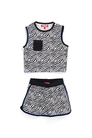 Schwarzer und weißer Anzug mit Zebramuster Pitt Kinder PT-G-SE-9041